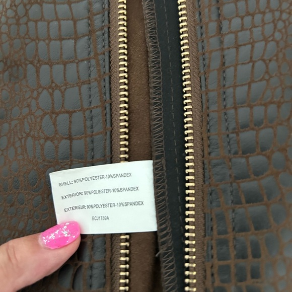 Insight Crocodile-Embossed Brown Leather Jacket - Picture 3 of 6